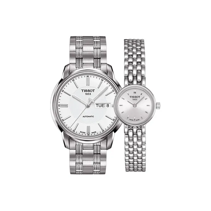 TISSOT Mechanical Movement Unisex Watch 39mm White Dial Stainless Steel Watch Case Stainless Steel Watchband-0