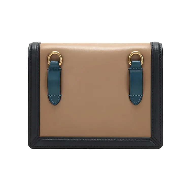COACH Calfskin Small Square Bag Chain Shoulder Bag Crossbody Bag Fanny Pack Regular Women's Lake Blue Orange-3