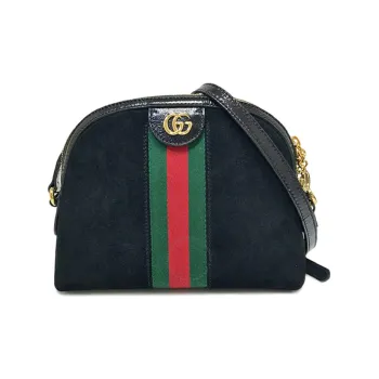 GUCCI Ophidia Leather Dome Bag Shoulder Bag Crossbody Bag Small Size Women's Black