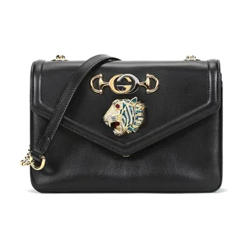 GUCCI Leather Shoulder Bag Small Size Women's Black