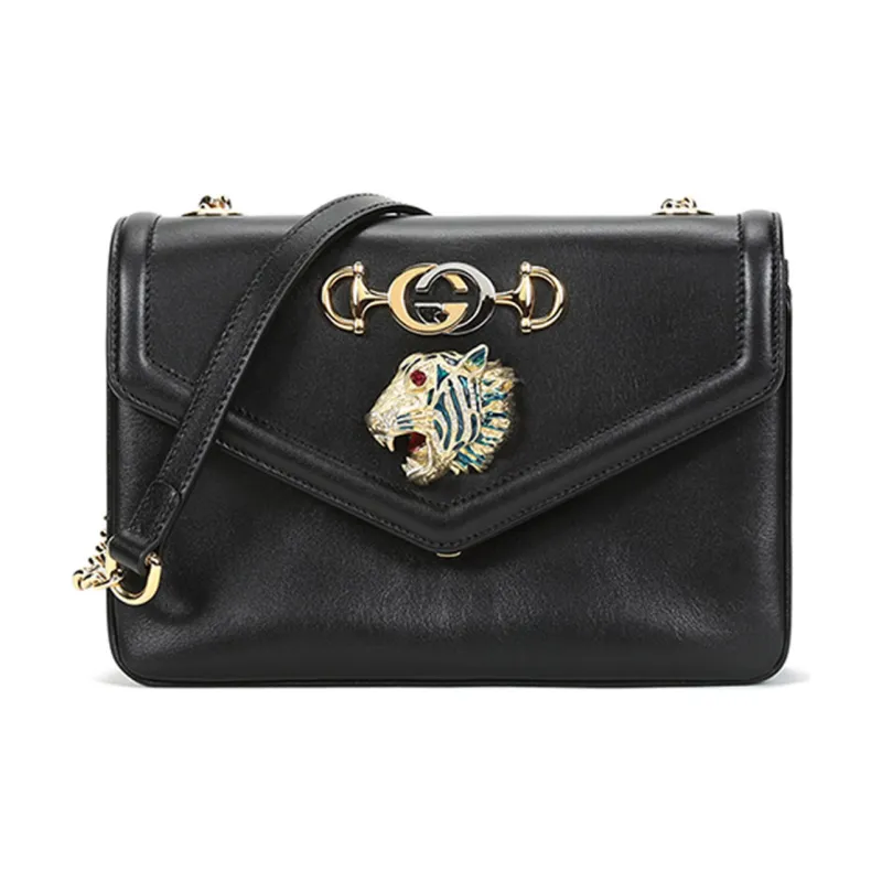 GUCCI Leather Shoulder Bag Small Size Women's Black-0