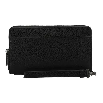 COACH Double Zip Wallet Leather Clutch Wallet Tubas Men's Black