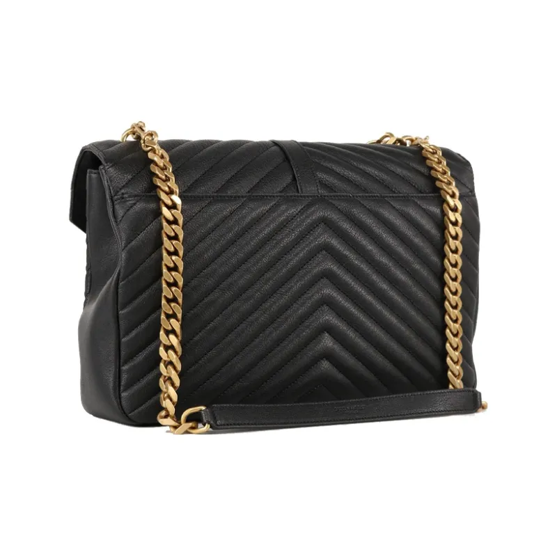 SAINT LAURENT College Leather Portable Crossbody Bag, Shoulder Bag Tubas Women's Black-2