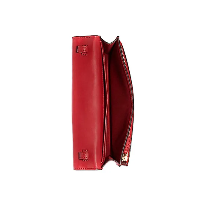 COACH Foldover Leather Shoulder Bag Crossbody Bag Medium Size Women's Red-1