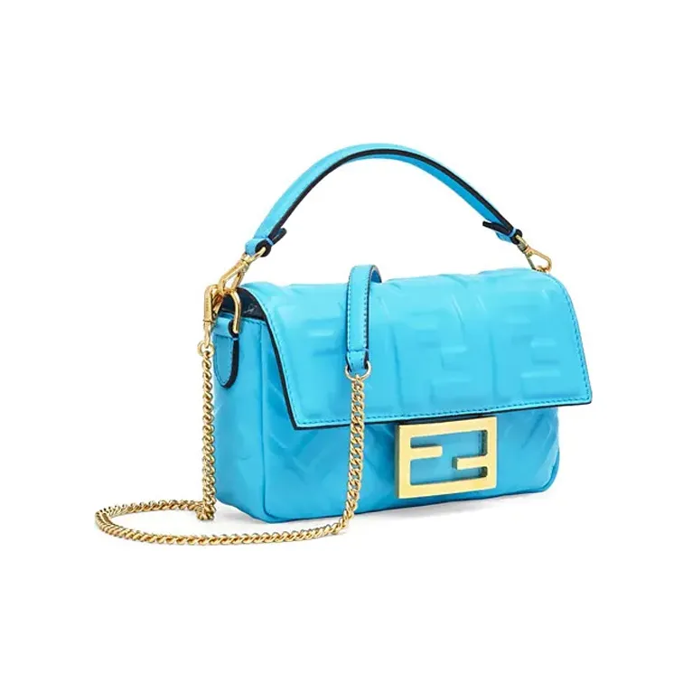 FENDI Baguette Lambskin Baguette Bag Handbag Shoulder Bag Crossbody Bag Mini Women's Light Blue-1