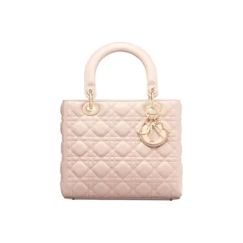 DIOR Lady Dior Cannage Lambskin Dior Bag Shoulder Bag Medium Size Women's Cherry Blossom Pink