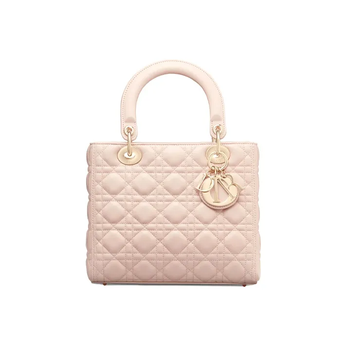 DIOR Lady Dior Cannage Lambskin Dior Bag Shoulder Bag Medium Size Women's Cherry Blossom Pink-0