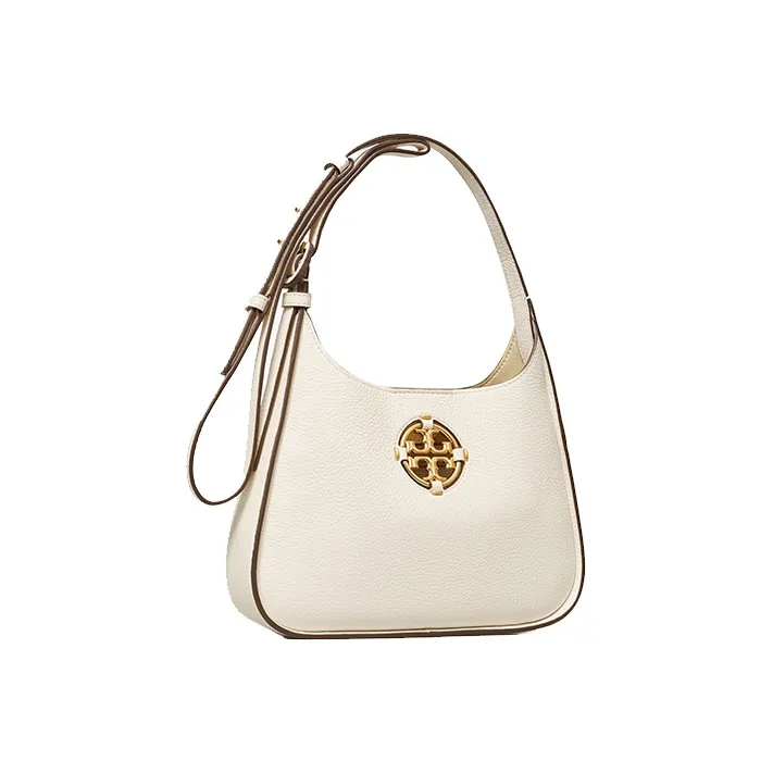TORY BURCH Miller Leather With Suede Shoulder Bag, Handbag, Shoulder Bag, Crossbody Bag Trumpets Women's Ivory White-2