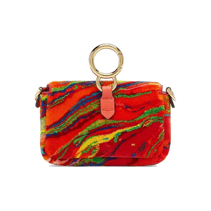 FENDI Baguette Polyester Baguette Bag Coin Purses Shoulder Bag Crossbody Bag Extra Mini Women's Red-2