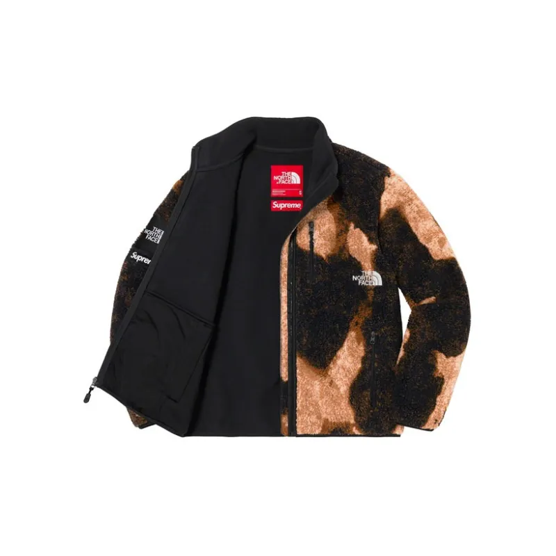 Supreme The North Face Bleached Denim Print Fleece Jacket-1