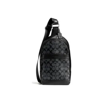 COACH Charles PVC Crossbody Bag, Sling Bag Trumpets Men's Black Gray