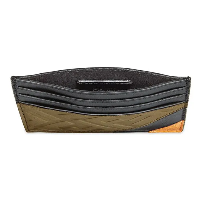 FENDI Multicolor Cow Leather Card Holder Card Holder Men's Olive Green/Black-3