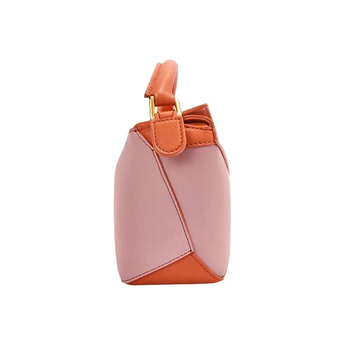 LOEWE Puzzle Nappa Calfskin Shoulder Bag Crossbody Bag Mini Women's Coral Red/Light Pink-3