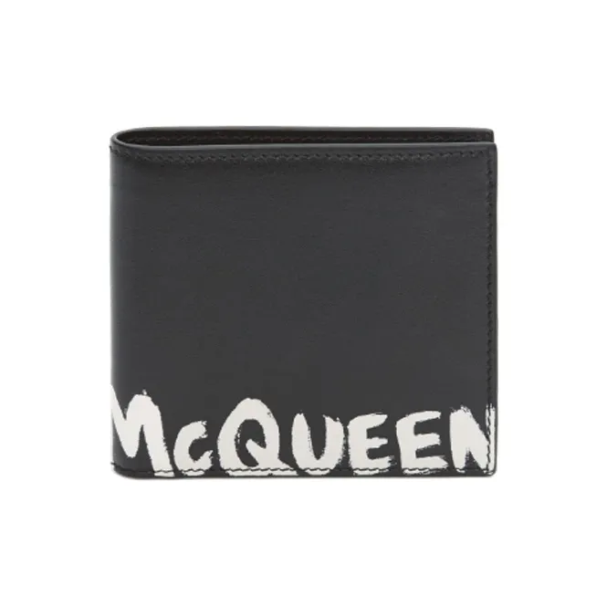 Alexander McQueen Cow Leather Wallet Men's Black/White-0