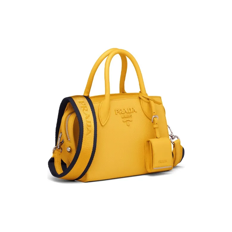 PRADA Saffiano Leather Handbag Shoulder Bag Crossbody Bag Women's Yellow-1