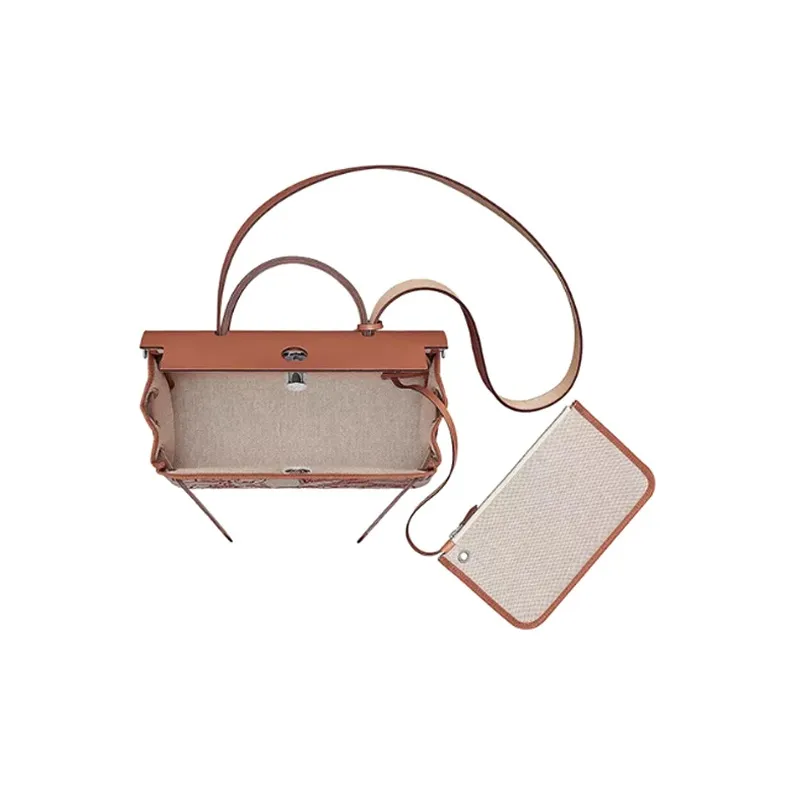 HERMES Herbag Cow Leather Handbag Shoulder Bag Crossbody Bag Regular Women's Orange Brown-2