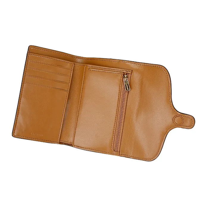 COACH Leather Coin Purse Clutch Regular Women's Khaki White-5