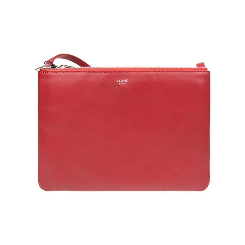 CELINE Trio Cow Leather Shoulder Bag Crossbody Bag Women's Candy Color Multicolor Red-0