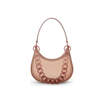 CHARLES&KEITH Artificial Leather Underarm Handbag, Shoulder Bag Small Size Women's White/Light Purple/Light Red