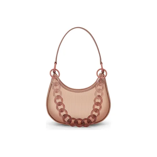 CHARLES&KEITH Artificial Leather Underarm Handbag, Shoulder Bag Small Size Women's White/Light Purple/Light Red
