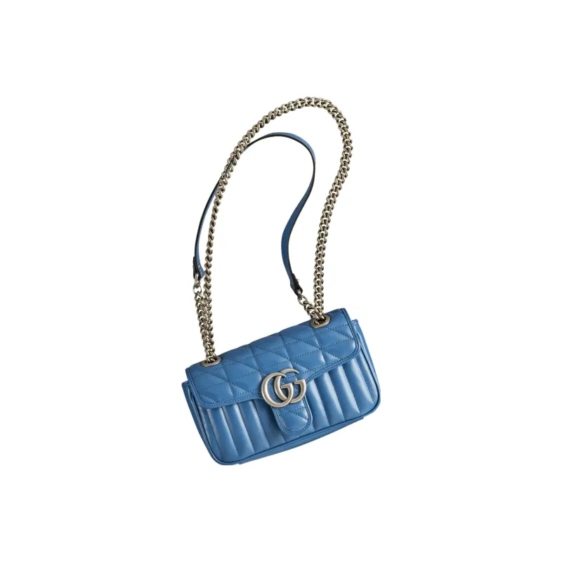 GUCCI GG Marmont Quilting Leather Crossbody Bag Shoulder Bag Women's Blue-7