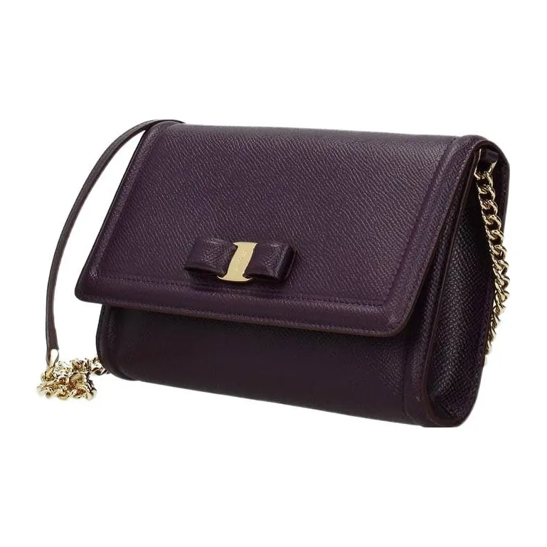 FERRAGAMO Leather Shoulder Bag Crossbody Bag Mini Women's Purple-1