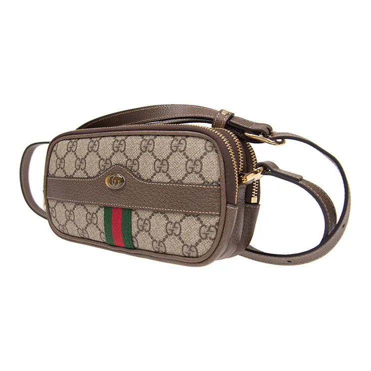 GUCCI Ophidia Canvas With Leather Trim Crossbody Bag, Shoulder Bag Women's Ebony-1