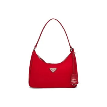 PRADA Re Edition 2005 Mini Bag Nylon Saffiano Leather Strap Red