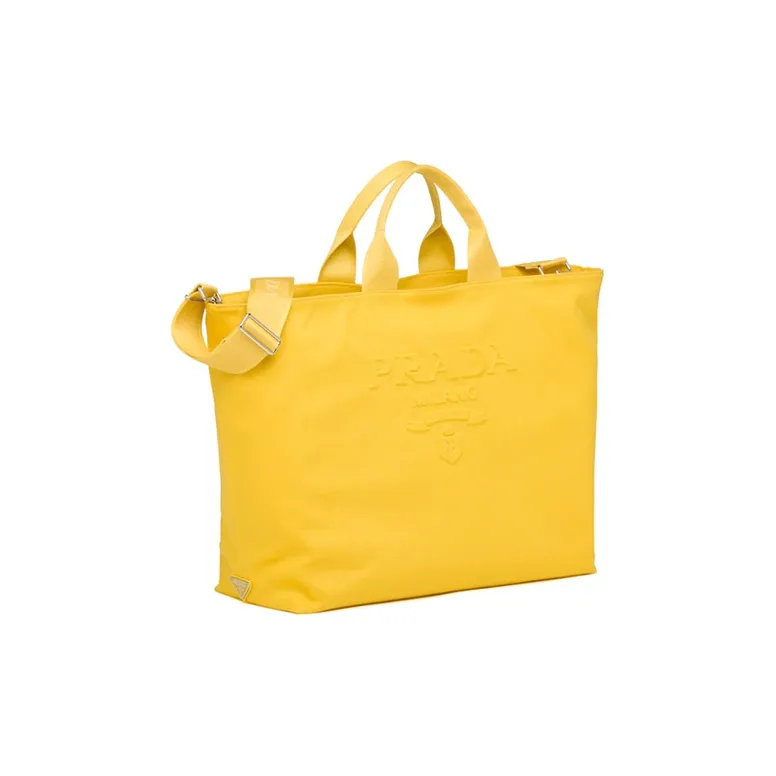 PRADA Fabric Tote Bag Shopping Bag Shoulder Bag Crossbody Bag Women's Yellow-1
