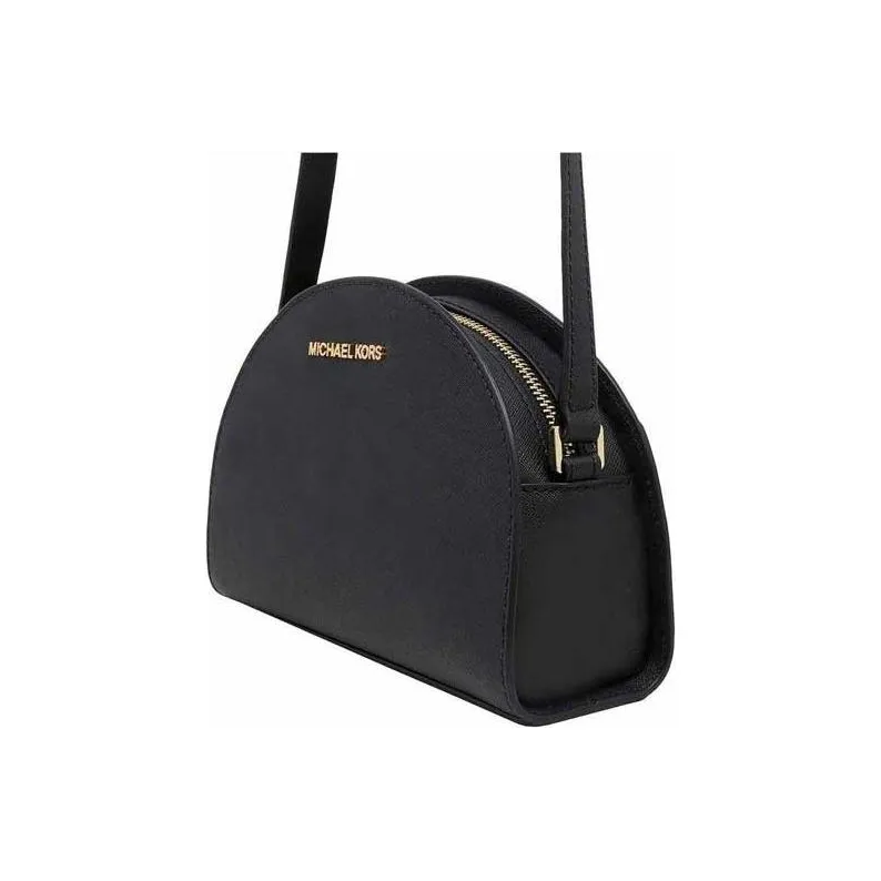 MICHAEL KORS Jet Set Travel Cross Grain Cow Leather Crescent Bag Clutch Shoulder Bag Crossbody Bag Women's Black-1