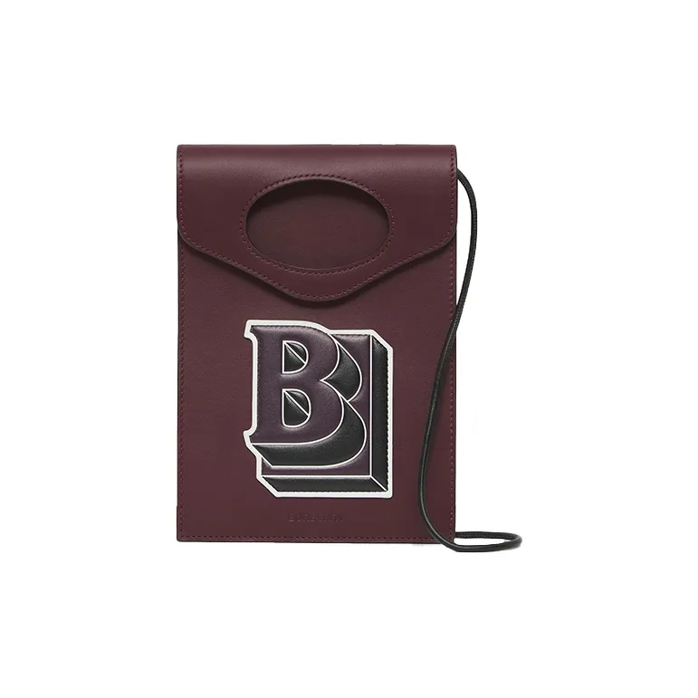 Burberry Pocket Bag Cow Leather Pocket Shoulder Bag Necklace Pouch Cell Phone Pouch Men's Deep Chestnut-0