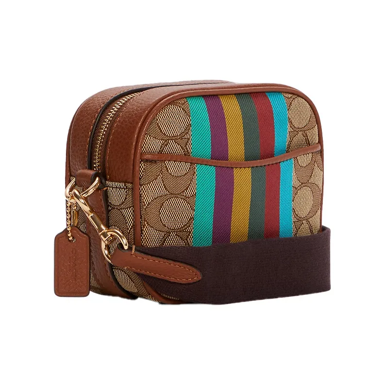 COACH Dempsey Leather Camera Bag, Shoulder Bag, Crossbody Bag Regular Women's Caramel Brown-1