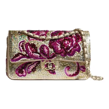 CHANEL Classic Flap CF Lambskin And Gold Metal Shoulder Bag Women's Metal & Multicolor