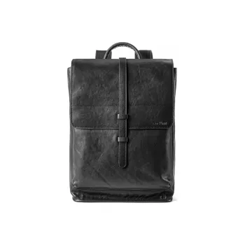 Ace Paul Top Grain Cow Leather Genuine Leather Large Capacity Laptop Backpack Regular Unisex Black