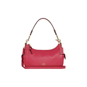 COACH Pennie Pebbled Leather Pillow Shoulder Bag, Crossbody Bag Medium Size Women's Pink