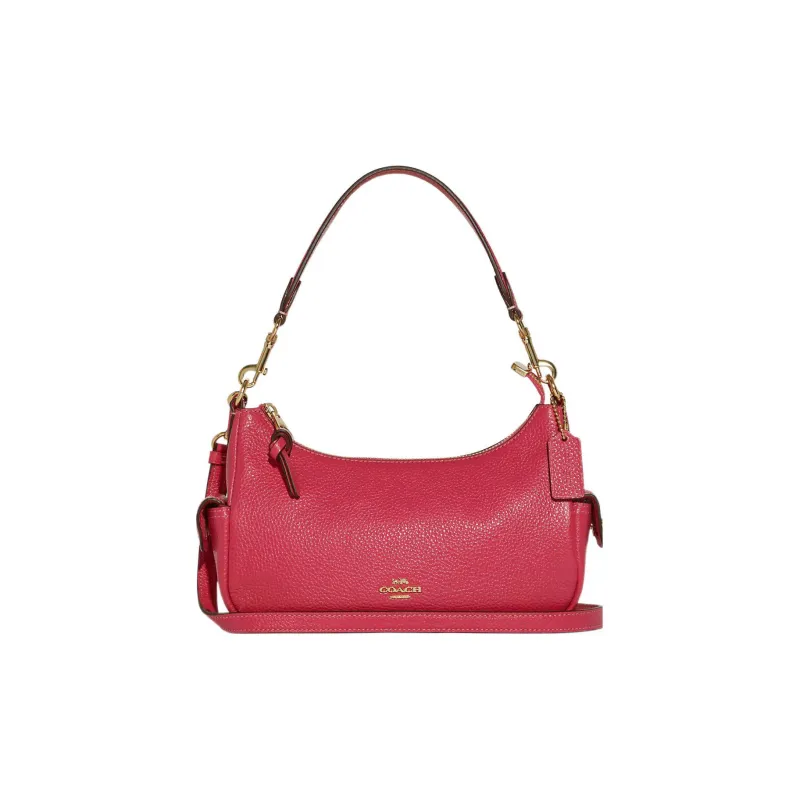 COACH Pennie Pebbled Leather Pillow Shoulder Bag, Crossbody Bag Medium Size Women's Pink-0