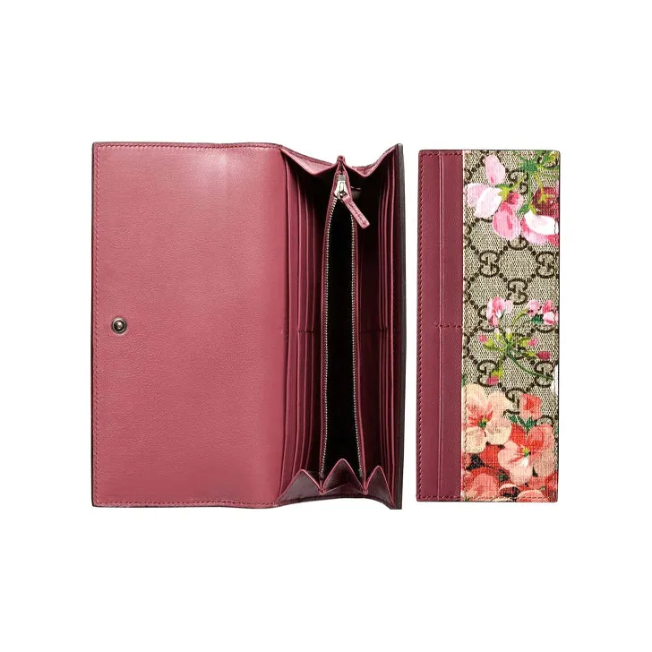 GUCCI GG Blooms Canvas With Leather Wallet Women's Ebony/Multicolor-3