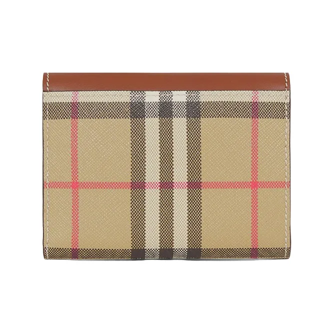 Burberry Eco-Friendly Canvas With Leather Money Clip Card Holder Wallet Women's Tan-2