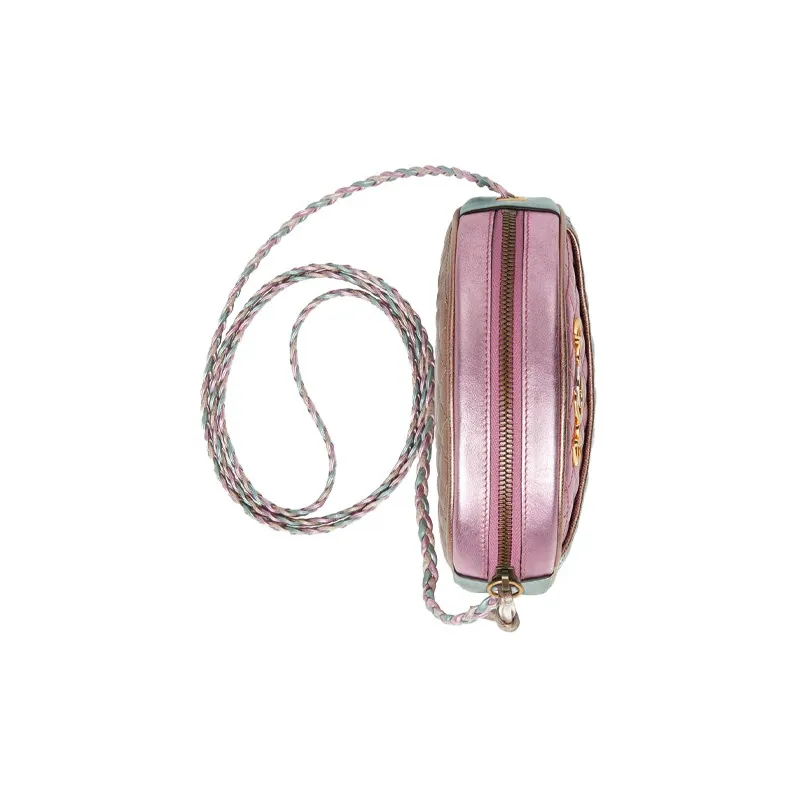 GUCCI Leather Shoulder Bag, Crossbody Bag Mini Women's Pink/Light Blue/Gold-4