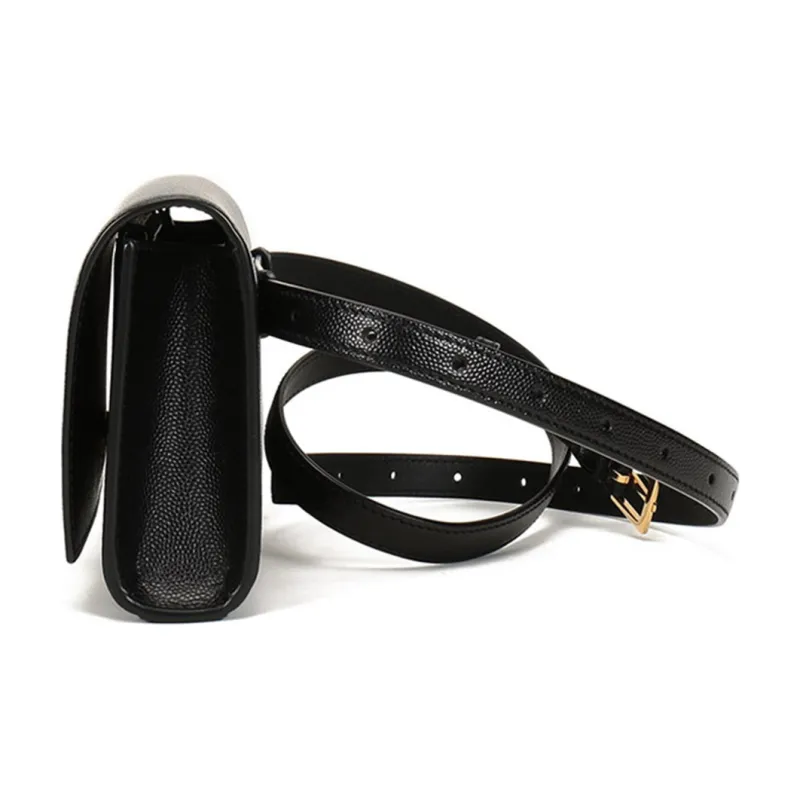 SAINT LAURENT Kate Belt Bag Grain De Poudre Black-2