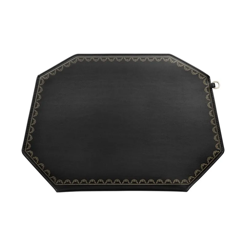 CARTIER GUIRLANDE Calfskin Coin Purse, Clutch Medium Size Women's Black-0
