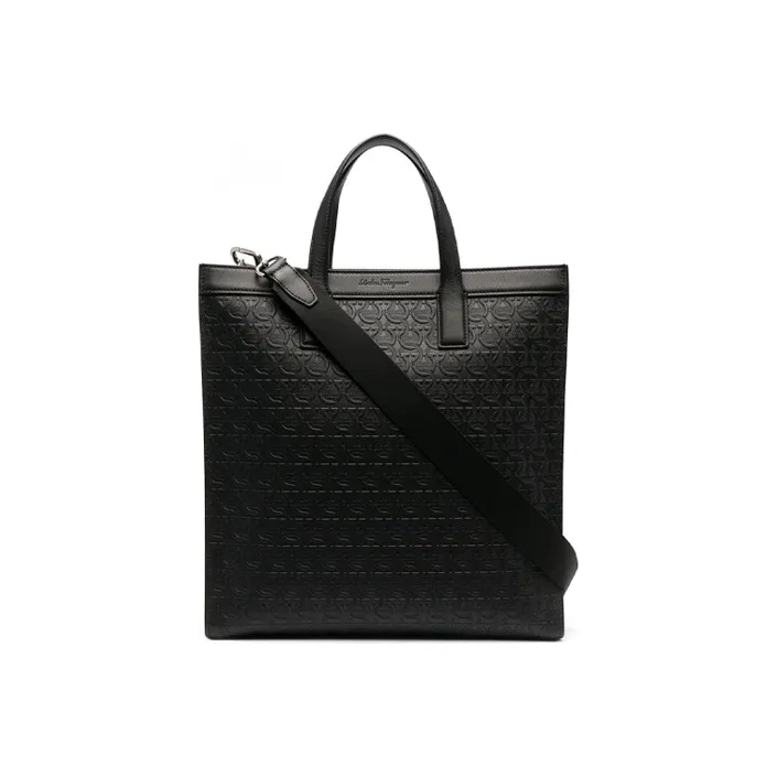 FERRAGAMO Cow Leather Shoulder Strap Bag Regular Men's Black-0