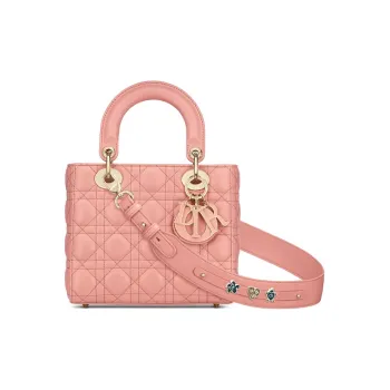 DIOR Lady Dior My ABCDior Sheepskin Handbag, Shoulder Bag, Crossbody Bag Small Size Women's Light Gold
