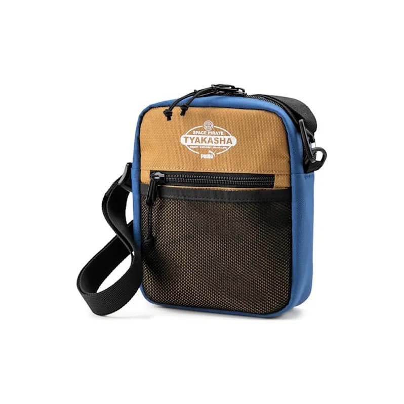 PUMA TYAKASH Collaboration Polyester Sling Bag Crossbody Bag Shoulder Bag Unisex Glacier Blue/Brick Red/Brown-0