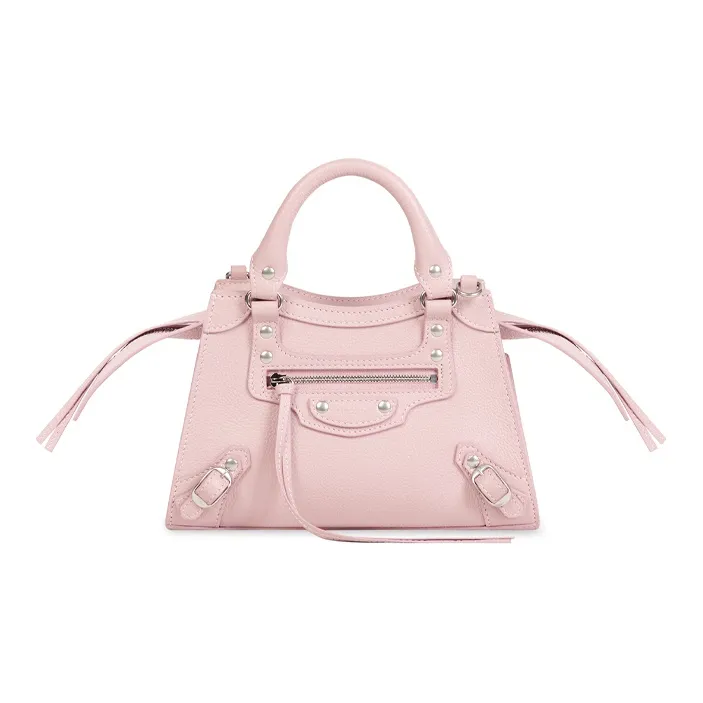 Balenciaga Neo Classic Biker Bag Grained Cow Leather Handbag Shoulder Bag Crossbody Bag Mini Women's Pink-0