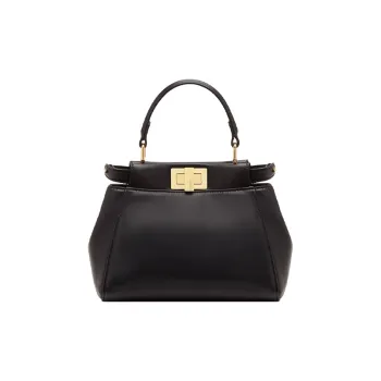 FENDI Peekaboo Nappa Leather Handbag Mini Women's Black