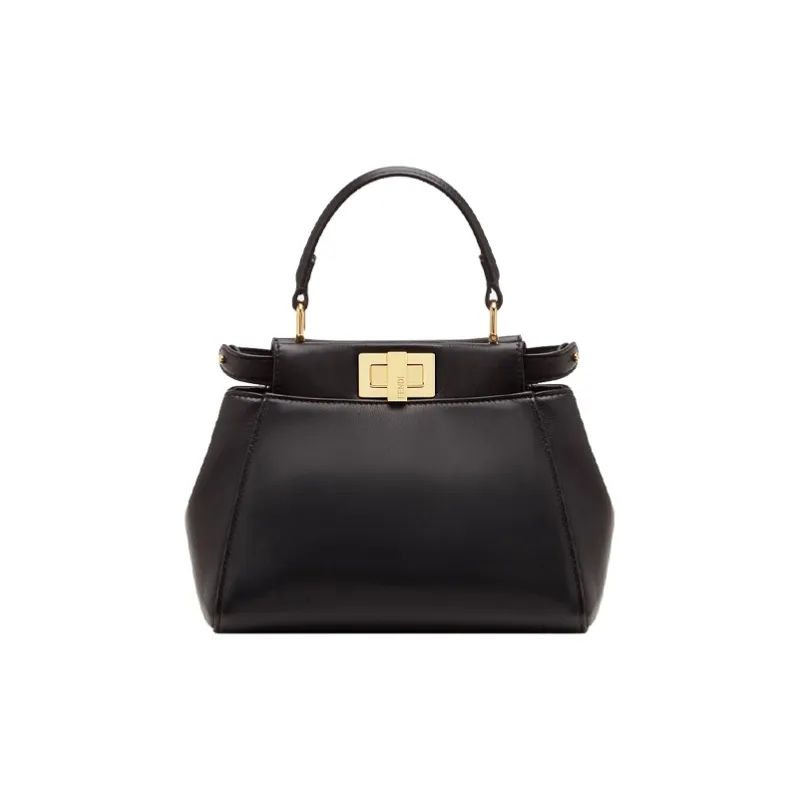 FENDI Peekaboo Nappa Leather Handbag Mini Women's Black-0