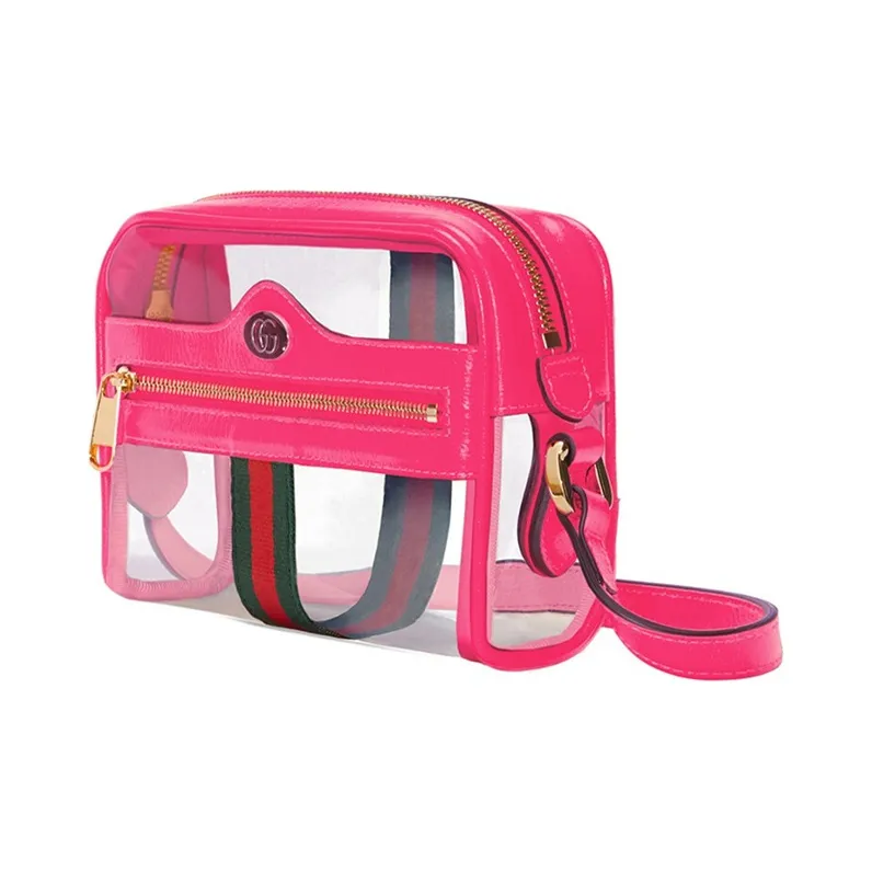 GUCCI Ophidia Leather Patchwork Camera Bag Shoulder Bag Crossbody Bag Mini Women's Transparent/Fuchsia Pink-1