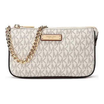 MICHAEL KORS Jet Set PVC Shoulder Bag Coin Purse Mahjong Handbag Small Size Women's Vanilla White