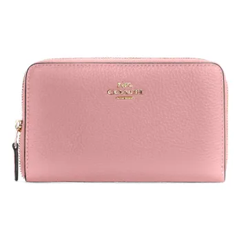 COACH Zip Around Leather Circumferential Zip Closure, Wallet, Card Holder Medium Size Women's Pink